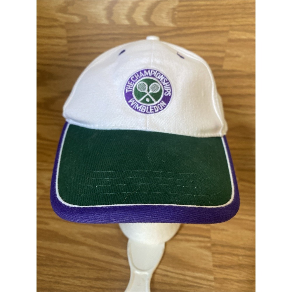 Wimbledon Tennis The Championships Adjustable Cap Hat Cotton White Green Purple